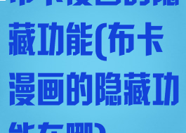 布卡漫画的隐藏功能(布卡漫画的隐藏功能在哪)