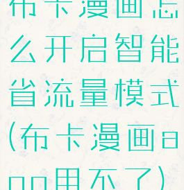 布卡漫画怎么开启智能省流量模式(布卡漫画app用不了)