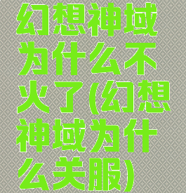 幻想神域为什么不火了(幻想神域为什么关服)