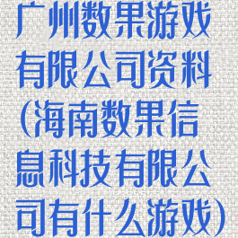 广州数果游戏有限公司资料(海南数果信息科技有限公司有什么游戏)
