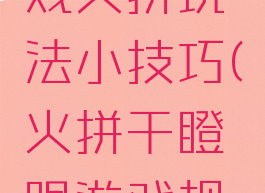 干瞪眼游戏火拼玩法小技巧(火拼干瞪眼游戏规则)