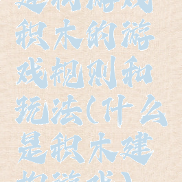 建构游戏积木的游戏规则和玩法(什么是积木建构游戏)