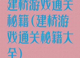 建桥游戏通关秘籍(建桥游戏通关秘籍大全)