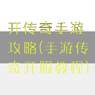 开传奇手游攻略(手游传奇开服教程)