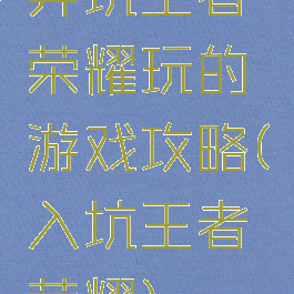 弃坑王者荣耀玩的游戏攻略(入坑王者荣耀)