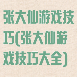 张大仙游戏技巧(张大仙游戏技巧大全)