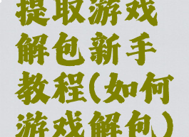 提取游戏解包新手教程(如何游戏解包)