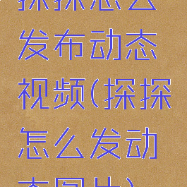 探探怎么发布动态视频(探探怎么发动态图片)