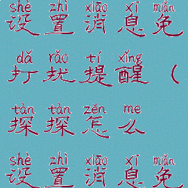 探探怎么设置消息免打扰提醒(探探怎么设置消息免打扰提醒)