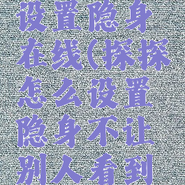 探探怎么设置隐身在线(探探怎么设置隐身不让别人看到在线时间)