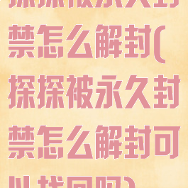 探探被永久封禁怎么解封(探探被永久封禁怎么解封可以找回吗)