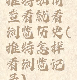 推特如何查看就看浏览历史(推特怎样看浏览记录)