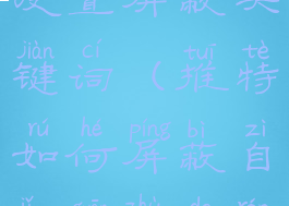 推特如何设置屏蔽关键词(推特如何屏蔽自己关注的人)