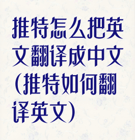 推特怎么把英文翻译成中文(推特如何翻译英文)