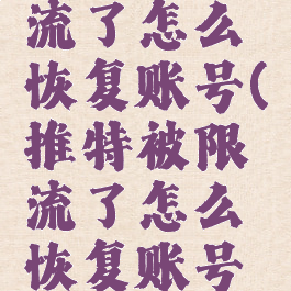 推特被限流了怎么恢复账号(推特被限流了怎么恢复账号和密码)