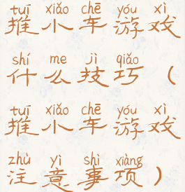 推小车游戏什么技巧(推小车游戏注意事项)