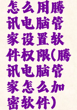 怎么用腾讯电脑管家设置软件权限(腾讯电脑管家怎么加密软件)