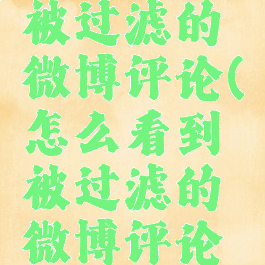 怎么看到被过滤的微博评论(怎么看到被过滤的微博评论内容)