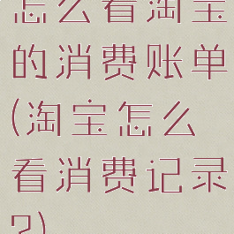 怎么看淘宝的消费账单(淘宝怎么看消费记录?)