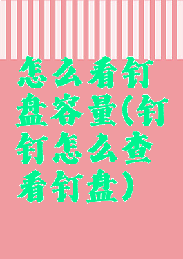 怎么看钉盘容量(钉钉怎么查看钉盘)