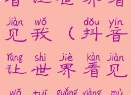 怎么参加抖音让世界看见我(抖音让世界看见我推广项目怎么参加)