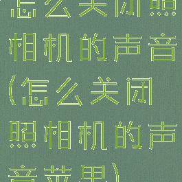 怎么关闭照相机的声音(怎么关闭照相机的声音苹果)