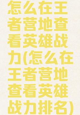 怎么在王者营地查看英雄战力(怎么在王者营地查看英雄战力排名)