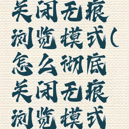 怎么彻底关闭无痕浏览模式(怎么彻底关闭无痕浏览模式苹果)