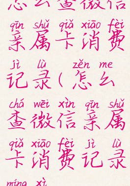 怎么查微信亲属卡消费记录(怎么查微信亲属卡消费记录明细)