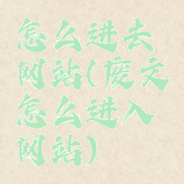 怎么进去网站(废文怎么进入网站)