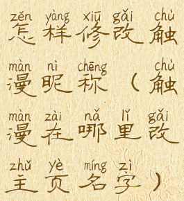 怎样修改触漫昵称(触漫在哪里改主页名字)