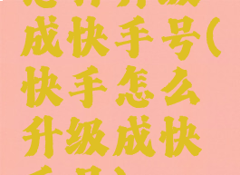 怎样升级成快手号(快手怎么升级成快手号)