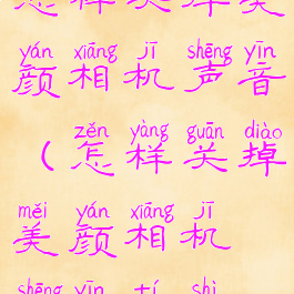 怎样关掉美颜相机声音(怎样关掉美颜相机声音提示)