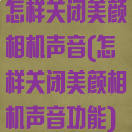 怎样关闭美颜相机声音(怎样关闭美颜相机声音功能)