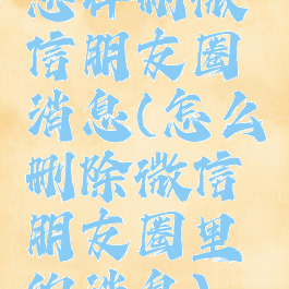 怎样删微信朋友圈消息(怎么删除微信朋友圈里的消息)