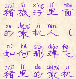 怎样删除飞猪旅行里面的乘机人(如何删掉飞猪里的乘机人)