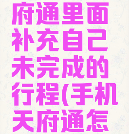怎样在天府通里面补充自己未完成的行程(手机天府通怎么补票)