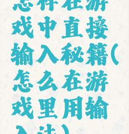 怎样在游戏中直接输入秘籍(怎么在游戏里用输入法)