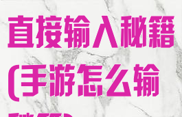 怎样在游戏中直接输入秘籍(手游怎么输秘籍)