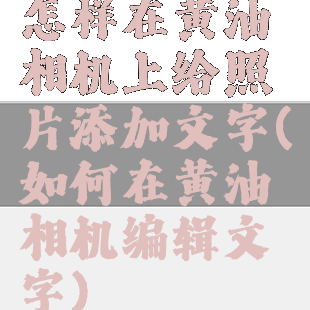 怎样在黄油相机上给照片添加文字(如何在黄油相机编辑文字)