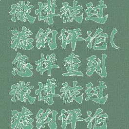 怎样查到微博被过滤的评论(怎样查到微博被过滤的评论内容)