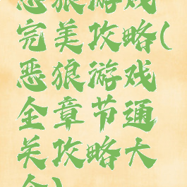 恶狼游戏完美攻略(恶狼游戏全章节通关攻略大全)