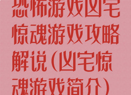 恐怖游戏凶宅惊魂游戏攻略解说(凶宅惊魂游戏简介)