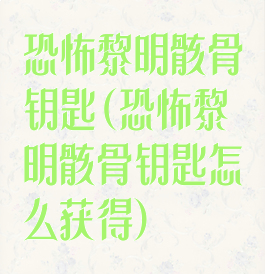 恐怖黎明骸骨钥匙(恐怖黎明骸骨钥匙怎么获得)