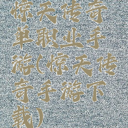 惊天传奇单职业手游(惊天传奇手游下载)