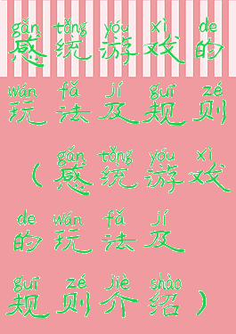 感统游戏的玩法及规则(感统游戏的玩法及规则介绍)