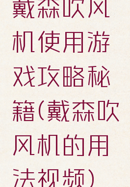 戴森吹风机使用游戏攻略秘籍(戴森吹风机的用法视频)