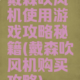 戴森吹风机使用游戏攻略秘籍(戴森吹风机购买攻略)