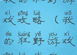 我的狂野游戏攻略(我的狂野游戏攻略视频)