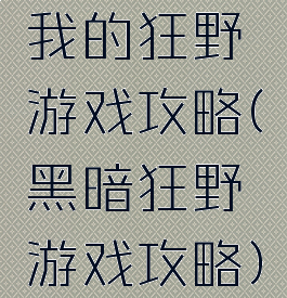 我的狂野游戏攻略(黑暗狂野游戏攻略)